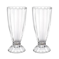 Milkshake Glass Knickerbocker Sundae Ice Cream Dessert Clear Round 340ml 2Pcs