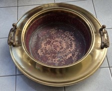 Antico Braciere in ottone e rame con maniglie