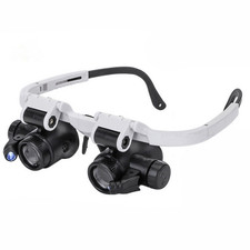 LED Magnifier Double Eye Glasses Loupe Lens Jeweler Watch Repair Measurement d
