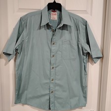 New Wrangler Large Mens Short Sleeve Button Down Outdoor Shirt Light Turquoise
