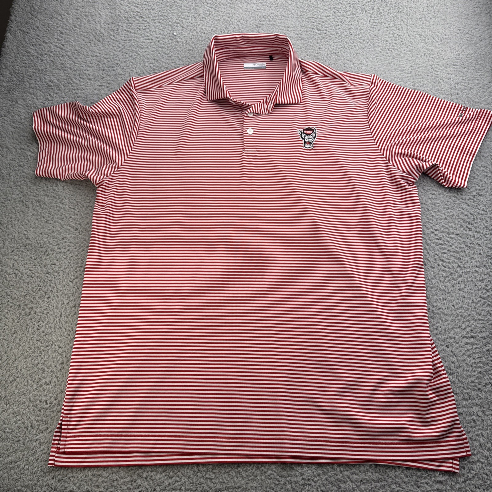 NC State Wolfpack Columbia Golf Polo Shirt Mens XL Red Stripe S/S Stretch