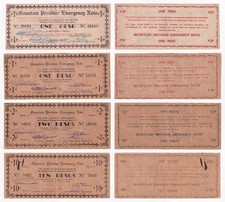 US Philippines MOUNTAIN PROVINCE Emergency WW2 Note 1, 2, 10 Pesos Banknotes