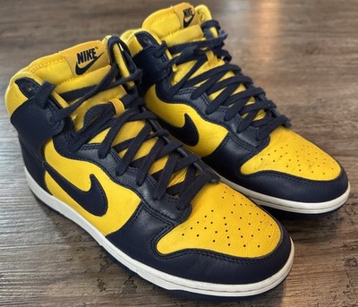 Mens Size 8 Nike Dunk High Retro SE Michigan Varsity Maize Blue HF3143-700