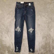 Judy Blue Dark Wash Distressed Mid Rise Skinny Fit Denim Jeans size 3/26 NWT