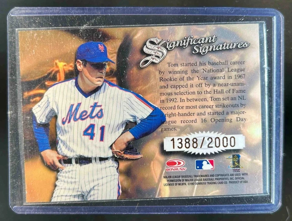 Donruss Signature Series 1997 Tom Seaver Significant Signatures automático #1388/2000 Foto 2 de 2