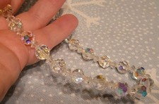 Vintage CRYSTAL Necklace Bracelet SET Women's Jewelry Faceted Easter SPRING