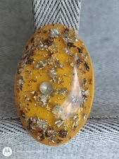 Glitter Confetti Plastic Chunky Orange Oval Dome Statement Ring Size 8