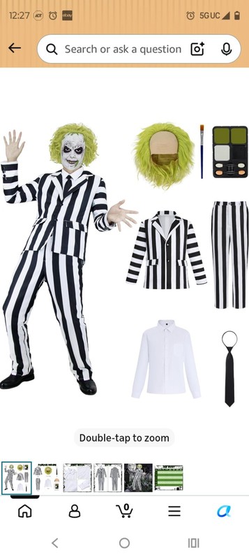 Black and White Striped Suit Men Halloween Costumes Adult Horror Comedy Movie...