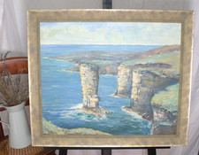 Original Oil Painting Coastal Cliffs – Serene Seascape Impressionist Landscape