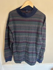 Made In USA Striped Vintage Long Sleeve Shirt Multicolor Large