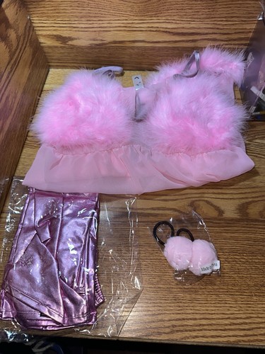 Rare Dolls Kill Halloween Total Fembot Babe Costume Set Baby Pink Fuzzy Size 1X - Picture 1 of 4