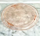 Vintage - 10” Jeanette Pink Depression Glass Footed Cake Plate Sunflower Daisy