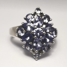 Silver 925 natural tanzanite Cocktail Ring Statement Style
