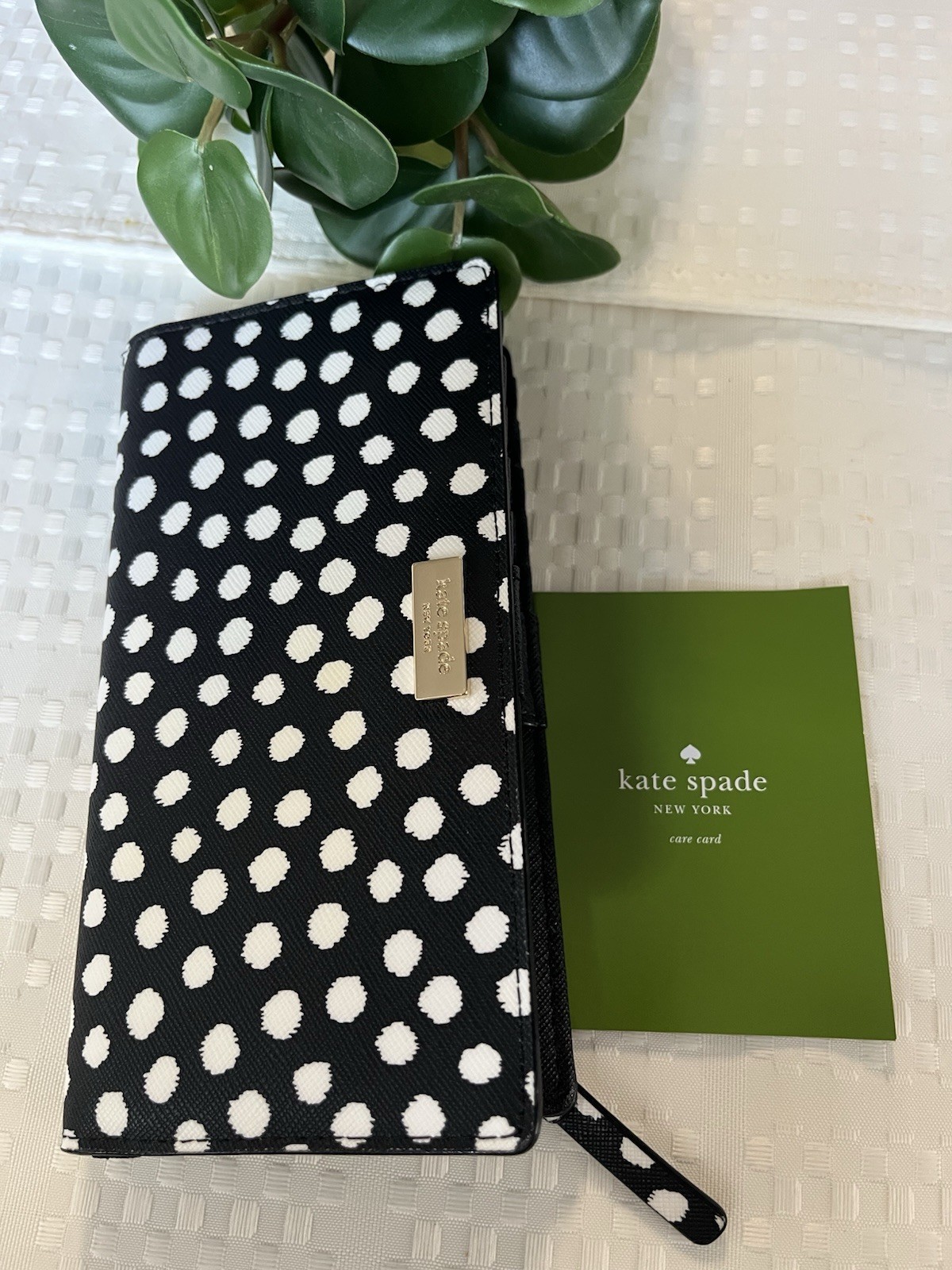 Kate Spade Black Leather Wallet with Gold Accents