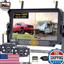 AMTIFO Wireless RV Backup Camera System: 2x 1080P Cams, 7" Monitor, Furrion Comp