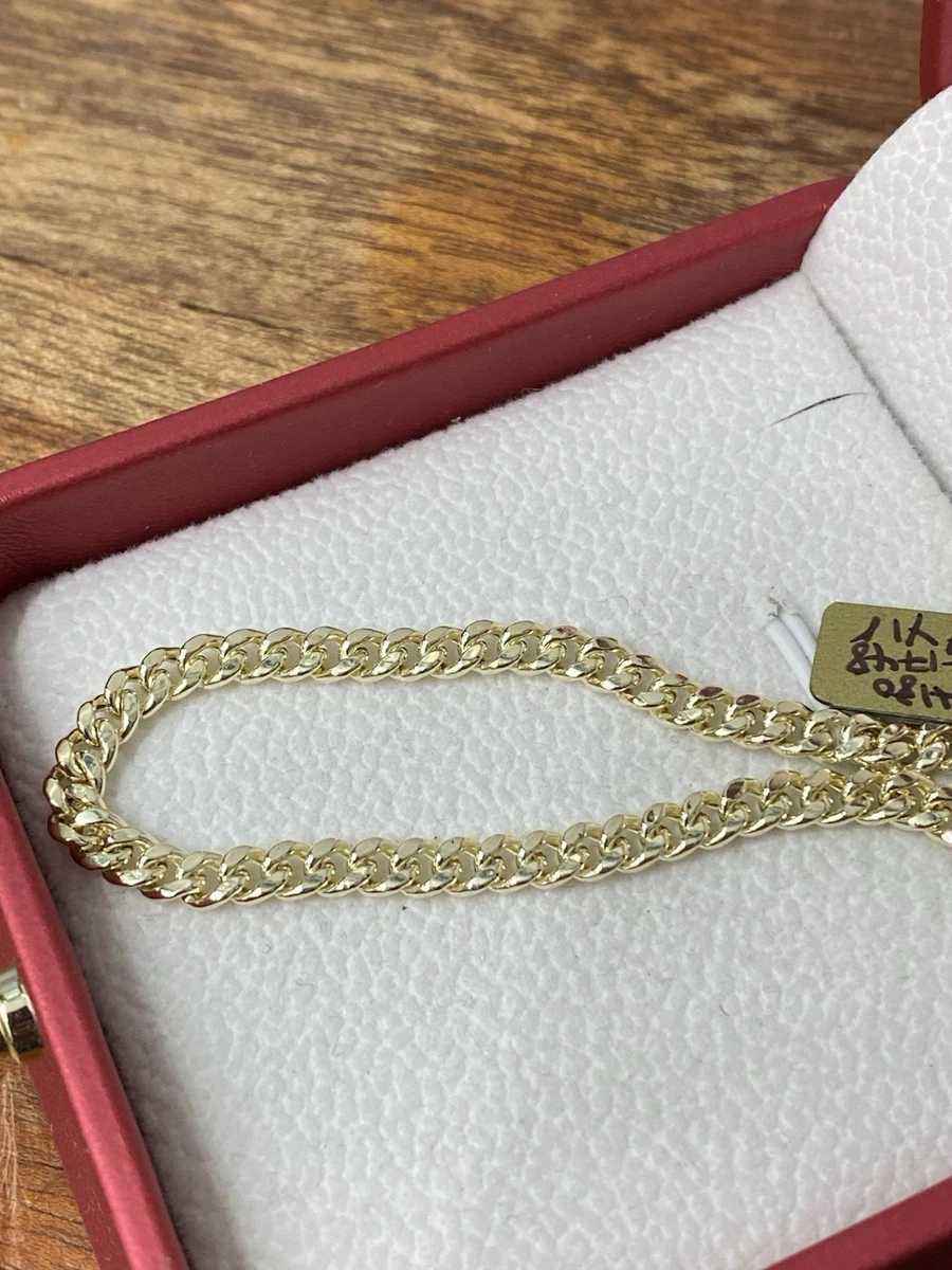 14 Karat Gelbgold hohles leichtes kubanisches Gliederarmband