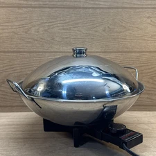 Vintage Farberware Stainless Steel Model #343A Electric Cooking Wok USA Tested