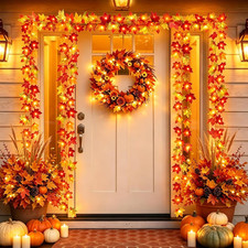 Fall Decor Maple Leaf Lights 10 Ft 20 LED String Lights