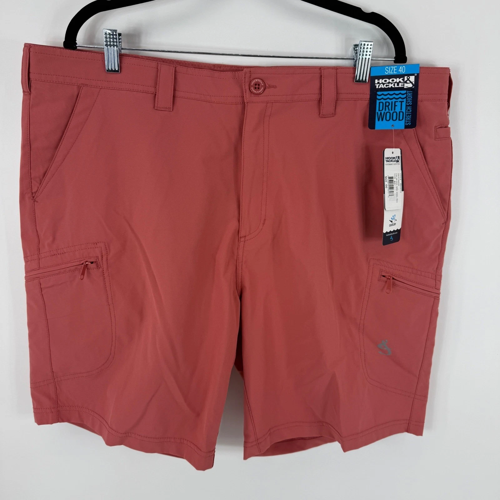 Hook & Tackle Driftwood Stretch Shorts Mens 40 Red Quick Dry Fishing MO19755
