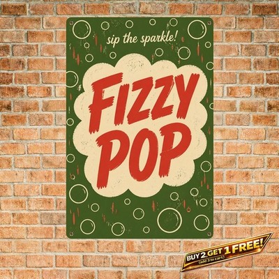 Retro Bubble Soda Cola Metal Sign Vintage Beverage Wall Decor