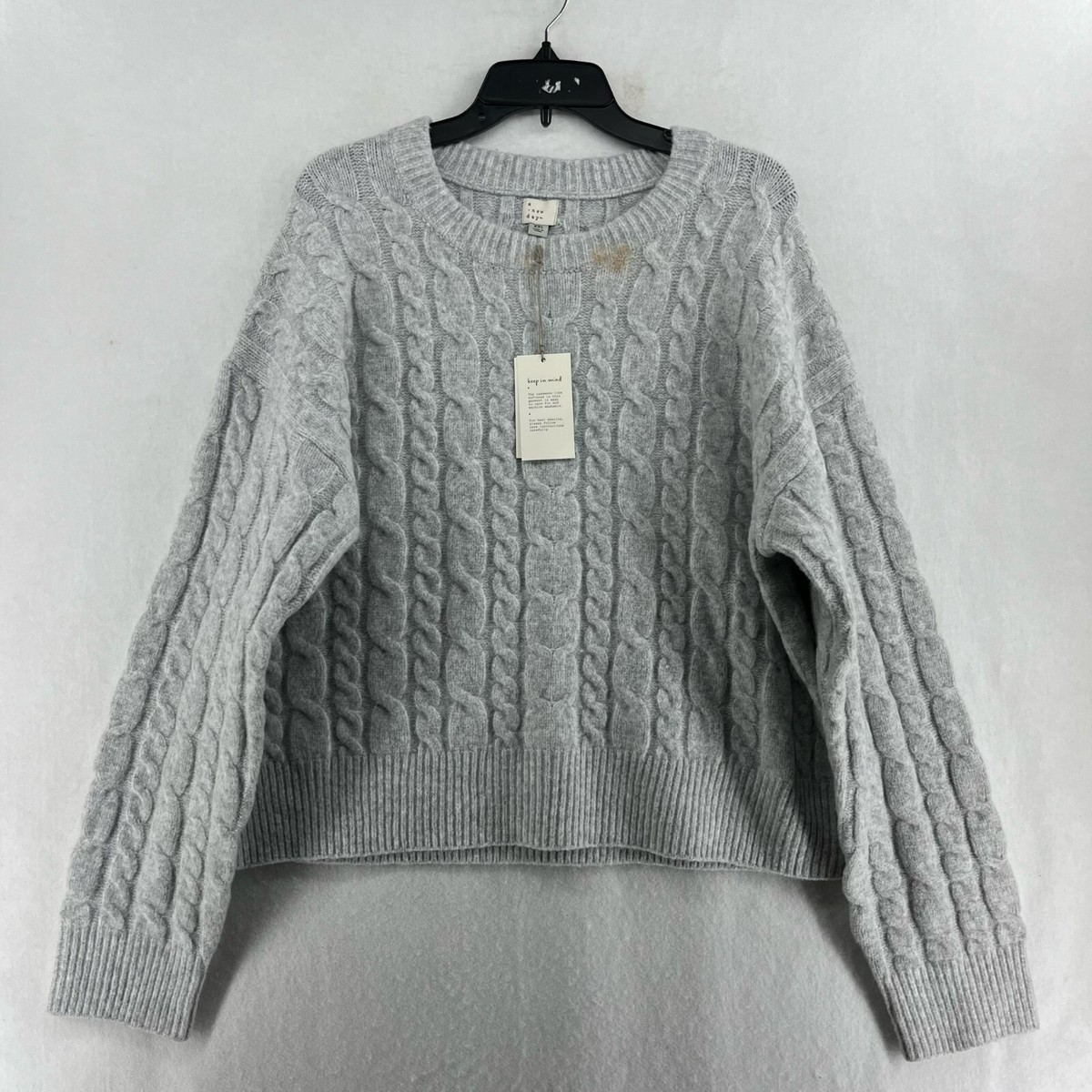 トップス a machine twist wool sweater A New Day Pullover Sweater Womens 2XL Gray Crew Neck Twisted
