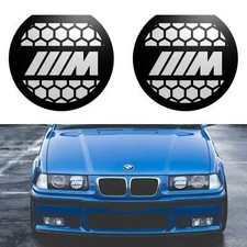 BMW 3 Series (E36) 2 Pcs M Logo Honeycomb Black & White Headlight Decorations