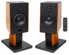  2 Rockville HD5 5" Bluetooth Bookshelf Home Theater Speakers Wood Stands