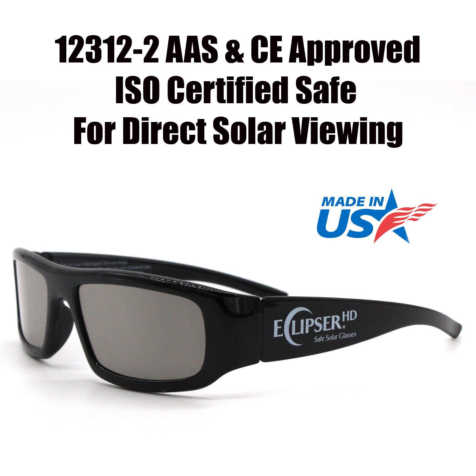 Solar Eclipse Glasses Plastic Frame ISO Certified Safe Made in the USA