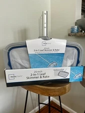 Pool Skimming Net - Mainstays  20 Inch 2-in1 Leaf Skimmer And Take