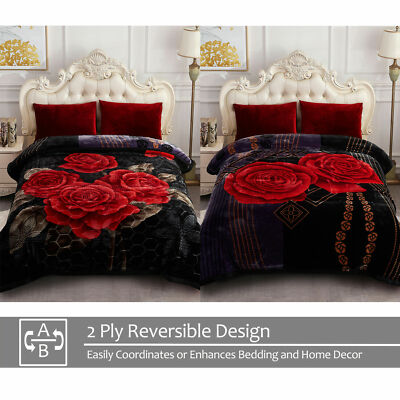 Heavy Korean Mink Fleece Blanket 2 Ply Reversible Silky Soft Winter Bed Blankets