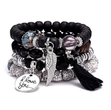 boho beaded wing bracelet