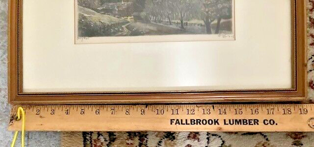 Vintage Etching on silk, "SIGNED" H. LEISCH Chalet in the Alps