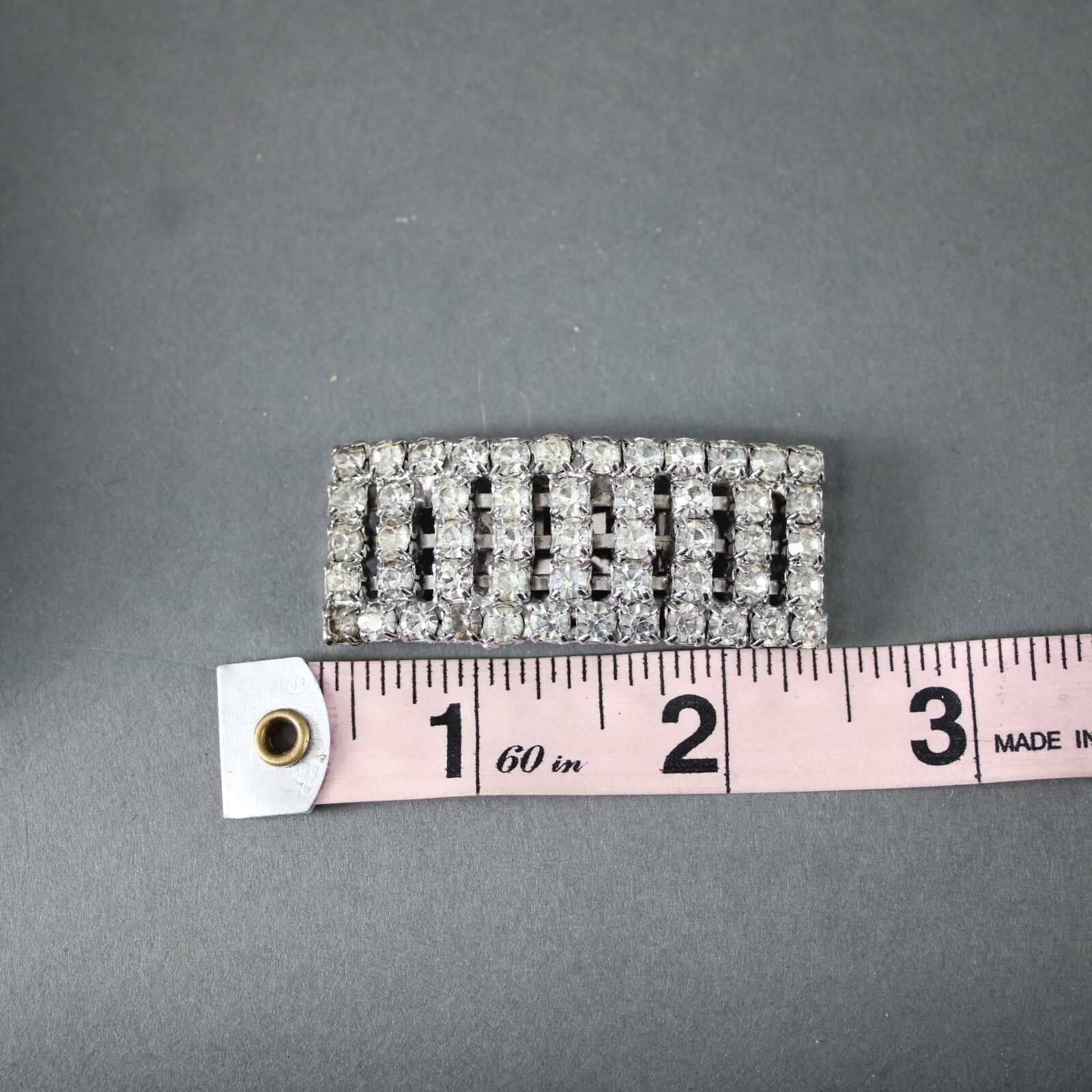 Shoe Clips Silvertone Rectangular Rhinestones 2.5… - image 3