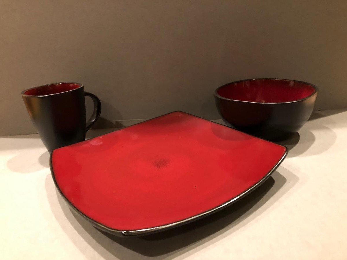 Gibson Elite Gibson Red And Black Dinnerware Soho Lounge Red