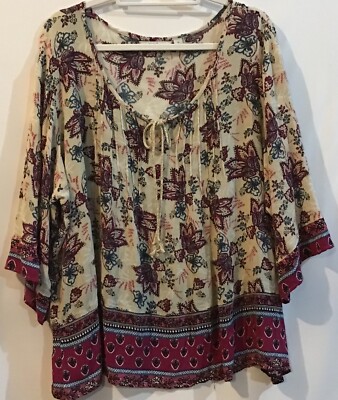 Lisbon Viscose Crinkle Blouse | Flower Tile Coral/Pink main image 1