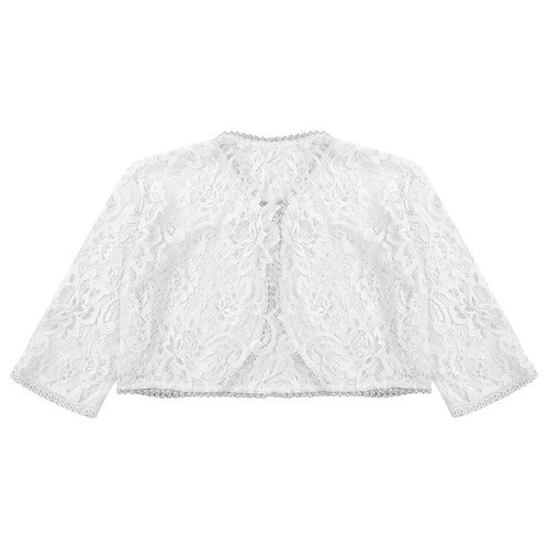 Kids Girls Crop Tops Toddler Cardigans Occasion Wrap Over Coats Shrugs Pageant - Picture 6 of 76