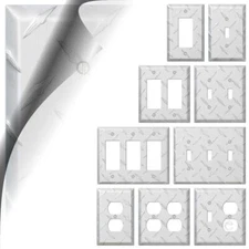 Diamond Plate Chrome Switch Plate Cover Aluminum Garage Outlet Work Shop Mancave