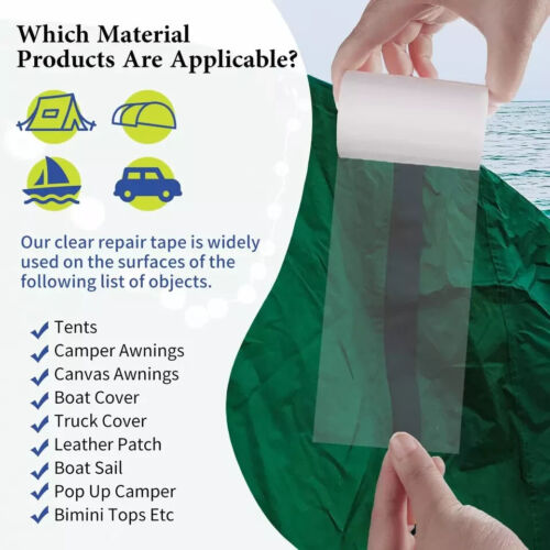 Vinyl Repair Tape Tenacious Clear Patch Repair Tape RV Awning Fabric Tape Canvas - Picture 7 of 7