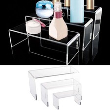 3PCS Acrylic Clear Jewellery Stand Riser Makeup Display Shelf Holder Organiser