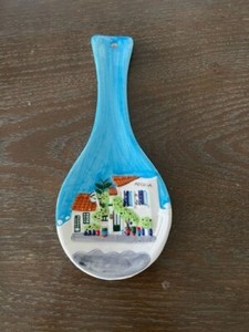 Hellas Ceramic Ladle Spoon Rest Spoon Decorated Pottery Hand Painted hanging