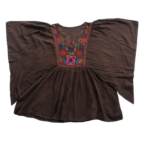 SPRING/SUMMER HAND EMBROIDERED BATWING SLEEVE TOP, MEXICAN/OAXACAN BLOUSE T0347X - Picture 3 of 14