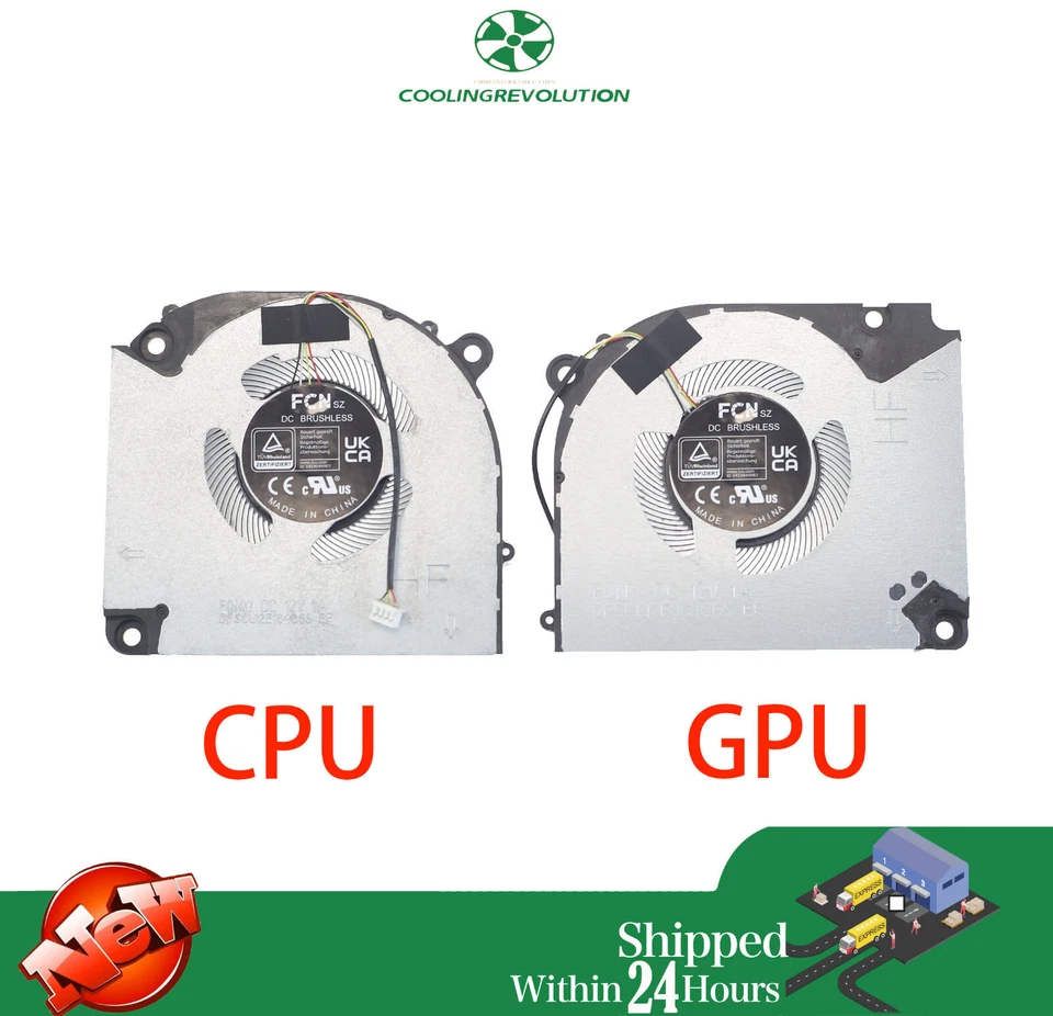 Laptop CPU GPU Cooling Fan for for CLEVO V150 6-31-V15RN-101 CV15S02 - Image 2 of 2