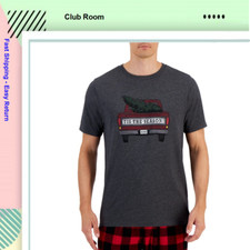 Club Room Men's Holiday Season Sleep T Shirt, Dark Grey/ Red, Medium