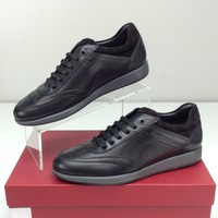 Salvatore Ferragamo Miles Leather Low Top Sneakers Us 7 D Black Nero Salvatore Ferragamo Miles Leather Low Top Sneakers Us 7 D Black Nero