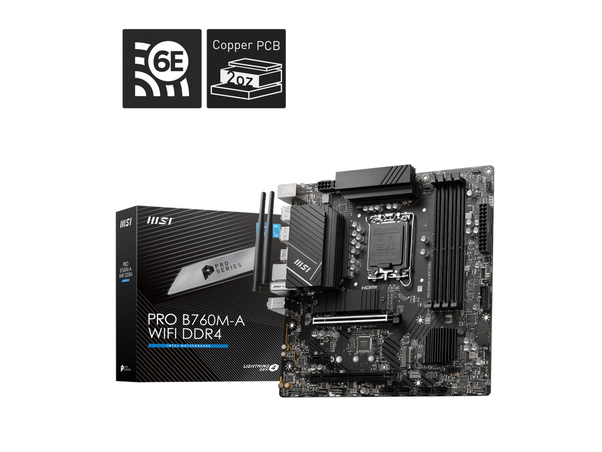 MSI PRO B760M-A WIFI DDR4 LGA 1700 (Intel 12th&13th Gen) SATA 6Gb 