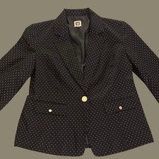 Vintage 90s / Y2K 00s Anne Klein Polka Dot Black And White Blazer Size Small