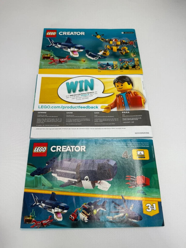 Lego Creator 31088 Deep Sea Creatures 3 in 1 Manual Set, All Great Condition! - Image 2 of 2