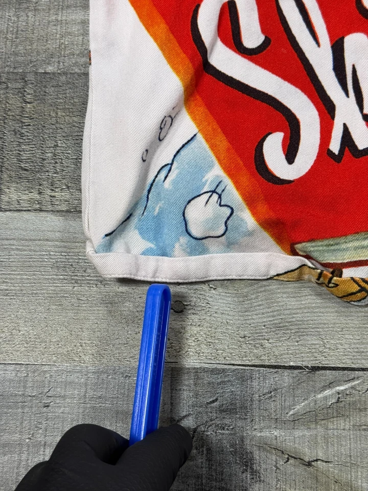 Camisa masculina Disney pequena branca pateta a arte de esquiar botão para cima acampamento top - Imagem 4 de 4