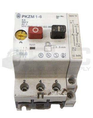 MOELLER PKZM1-6 CIRCUIT BREAKER 6A 660V W/ NHI11 AUXILIARY CONTACT