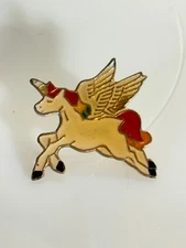 Vintage Flying Unicorn Enamel Pin, Rainbow Colors, Hat Lapel Bag Pin, 1"